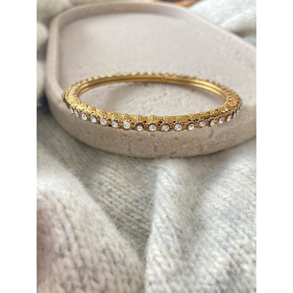 Gold Crystal-Accented Women’s Bangle Bracelet